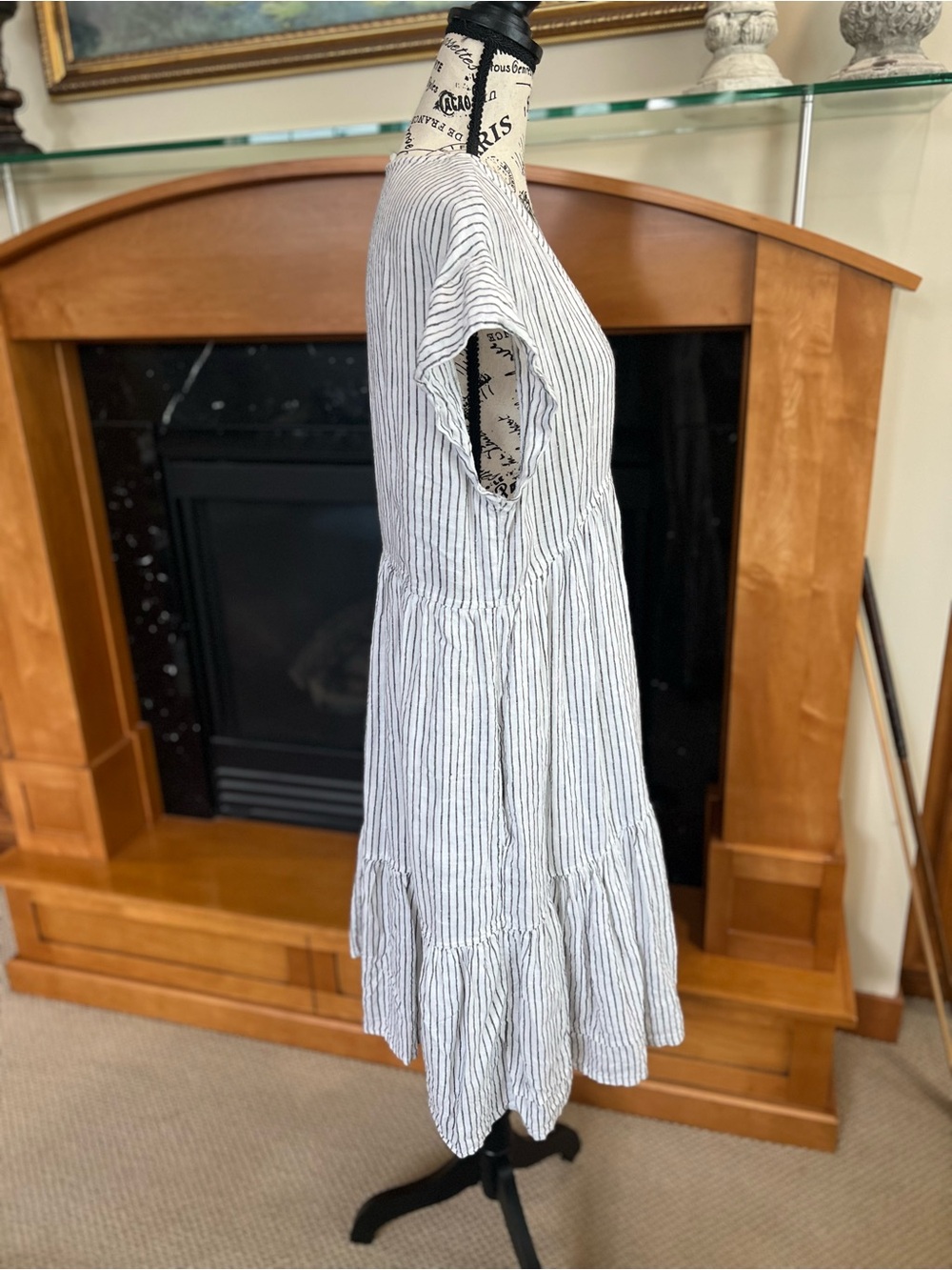 Vineyard vines Striped V-Neck Tiered Mini Dress in White and Black - Picture 2 of 9